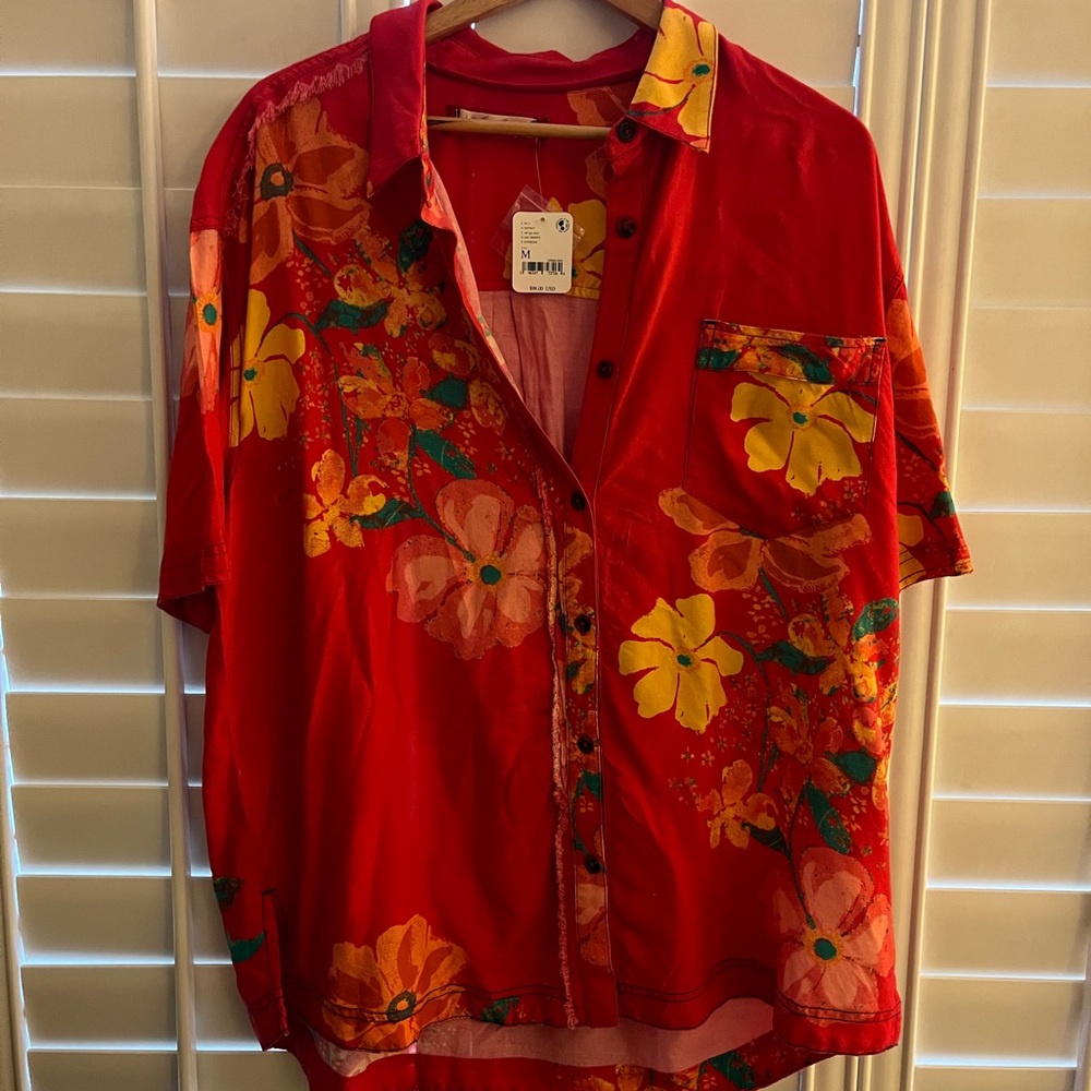 NWT We The Free Oversized printed Shirt